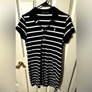 Polo Ralph Lauren short sleeve dress. Large, black and white striped